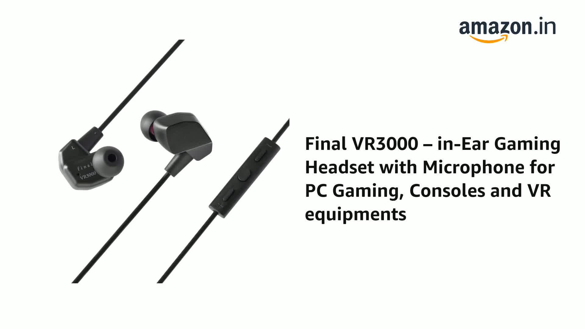 Final VR3000 – In Ear Wired Headphones Gaming Headset With
