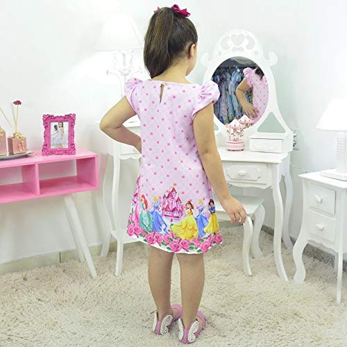 Vestido Princesas da Disney - Tubinho trapézio Rosa