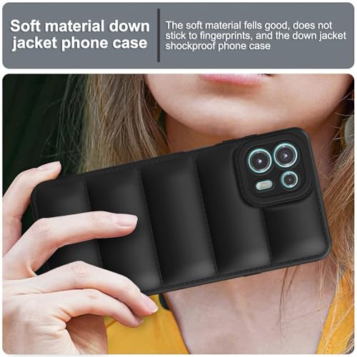 Image of Plus Puffer Case Camera Protection Soft Back Cover for Motorola Moto Edge 20 Fusion - Black