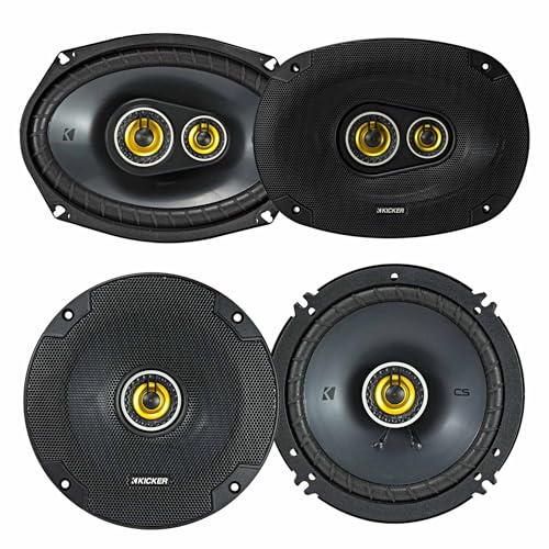 Image of KICKER 46CSC654 & 46CSC6934 CS Series Car Speaker Bundle - 6.5 inch 2-Way & 6x9 inch 3-Way Speakers (4 Total), 450W Peak, EVC Tech, Polypropylene Cones, Zero-Protrusion Tweeters.