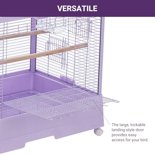 Image of Pet Products Clear View Glass Bird Cage Crystal Palace for Small Birds - Purple Frame