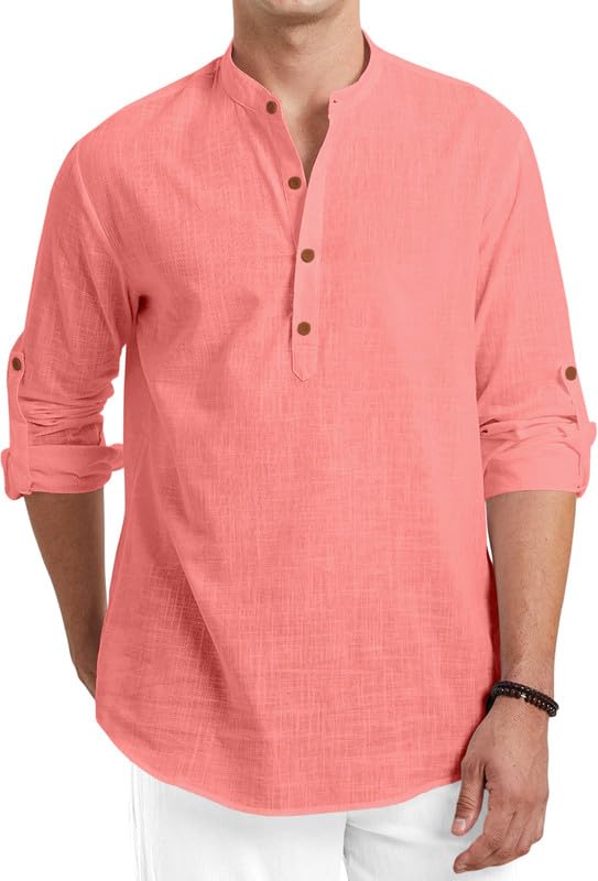 Image of FINIVO FASHION Men's Cotton Polyester Blend Solid Regular Fit Full Sleeve Short Kurta