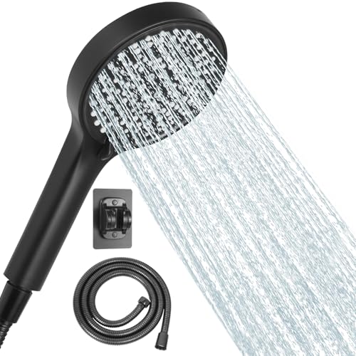 AIXMEET Pommeau de Douche avec Tuyau,Pommeau de Douche Economie Deau,125mm de Diamètre,Flexible...