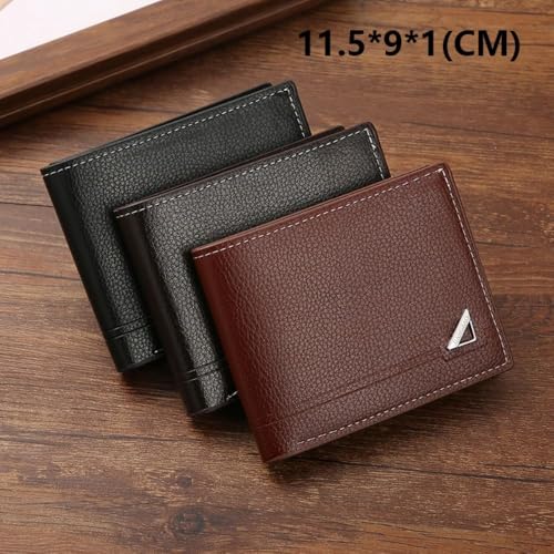 Mens Short Wallet PU Folding Coin Purse Horizontal Card Holder Men(Black)2