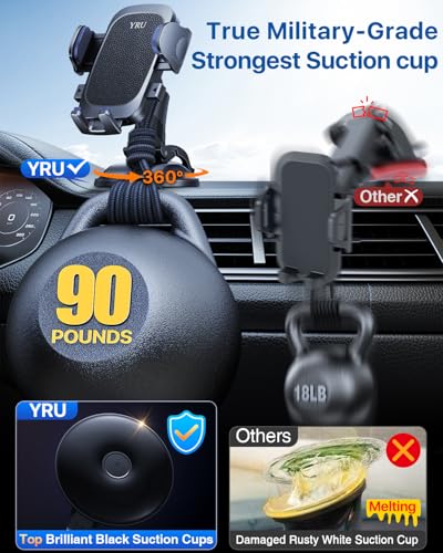 Image of [Military-Grade Anti-Shake & 360 Rotatable Suction] 2026 Upgraded Car Phone Holder Mount【90+LBS Safest Strongest & Patent Cert】Dashboard Windshield Vent for iPhone 17 16 Pro Max Samsung, Jet Black