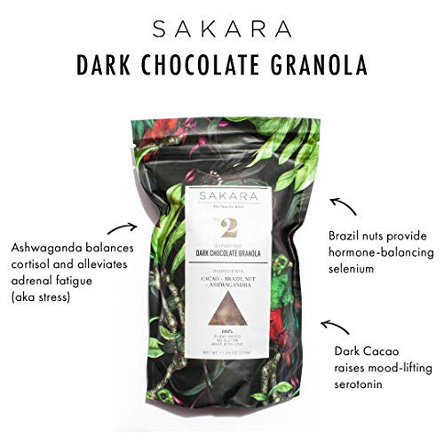Sakara Dark Chocolate Superfood Granola with Brazil Nuts and Ashwagandha, 11.5oz bag