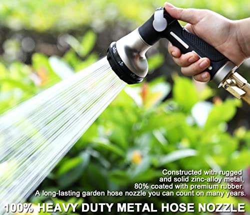 Esow Garden Hose Nozzle 100% Heavy Duty Metal, Water Hose Sprayer With 8 Watering Patterns, Thumb Control On Off Valve, High Pressure Nozzle Sprayer For Watering Plants, Car And Pet Washing, Black #TOP1
