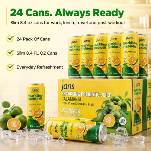 Image of Jans Sparkling Prebiotic Soda Beverage, Calamansi, 8.4 Fl Oz, 24 Pack