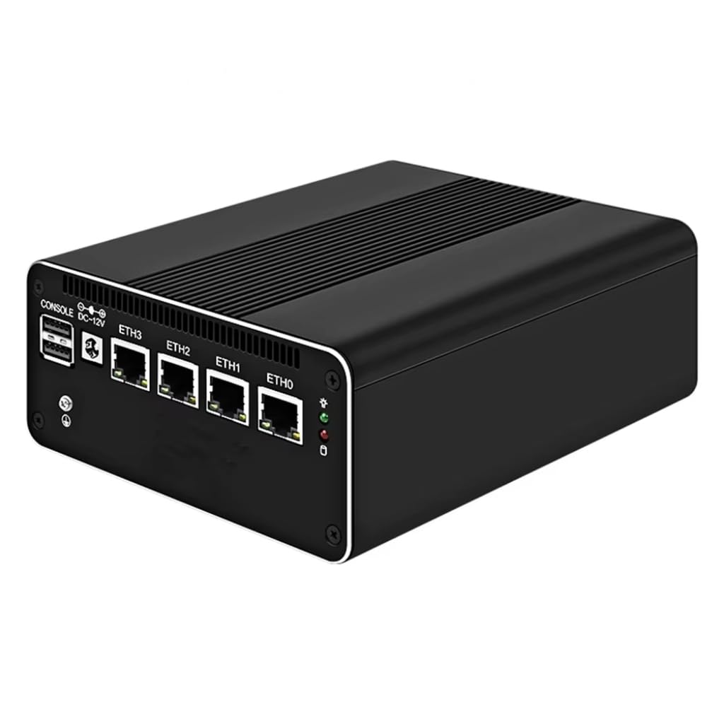 FakestarPC Solid Firewall Mini PC, 4 x i226 2.5G LAN N150 Fanless, 6 USB, HDMI + DP+Type-C Proxmox pf-Sense Network Server, 8 GB DDR5 128 GB NVMe