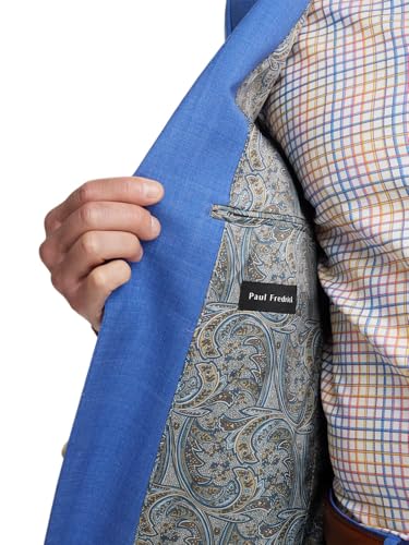 Paul Fredrick Men's Wool Stretch Bengaline Peak Lapel Suit Jacket4