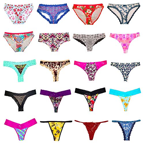 O’kalyn Varity Of Women Underwear Panties Pack Boyshorts Briefs Hipsters Bikinis Thongs G-Strings Lace Cotton Undies (20 Pcs, X-Large) #TOP3
