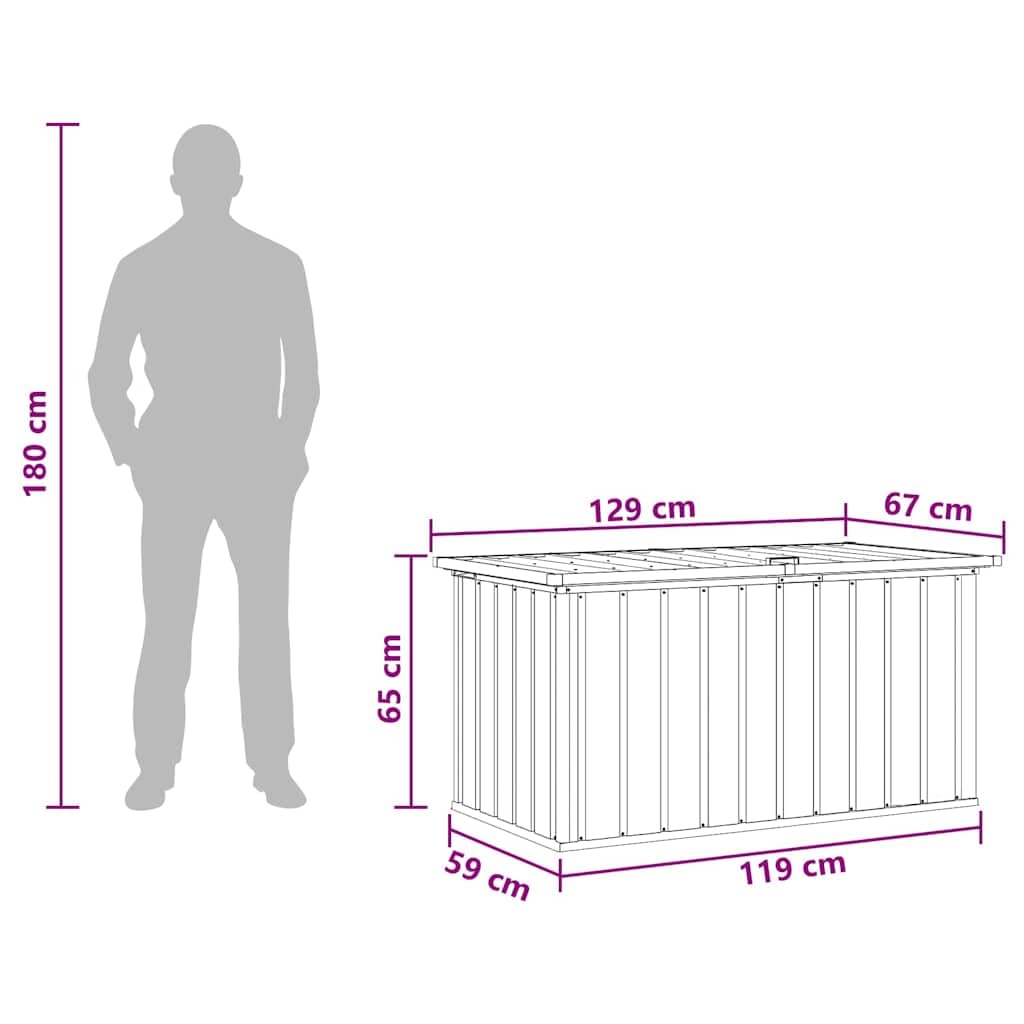 Garten-Aufbewahrungsbox Grün aus verzinktem Stahl 129 x 67 x 65 cm mit wasserabweisendem Deckel, großer Stauraum für Kissen, Polster, Gartenzubehör