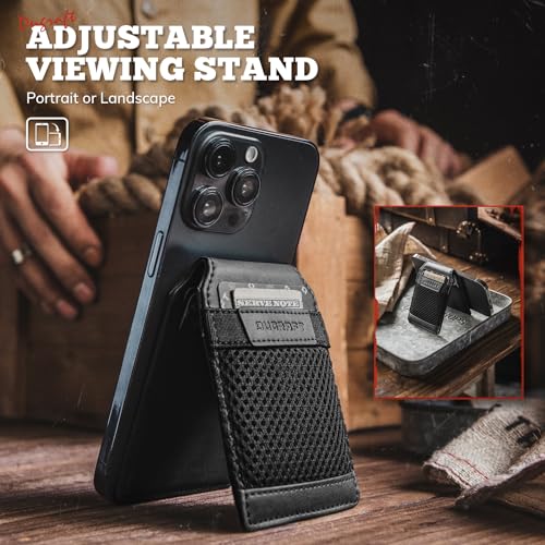 DUGRAFT MagSafe Wallet, Magnetic Phone Wallet for iPhone 12/13/14/15 Series, Card Holder for Phone Case, Leather Phone Card Wallet with Adjustable Stand, ID Window, RFID Blocking MagSafe Accessories3