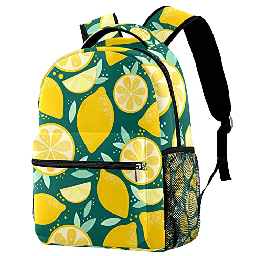 Sac à dos décontracté pour femme motif fruits citron feuilles compartimenté et résistant