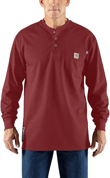 Carhartt Men's Flame Resistant Force Cotton Long Sleeve Henley
