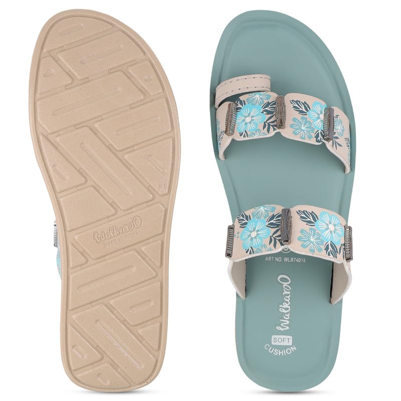 Image of WALKAROO Flat Sandals For Women|Soft Cushion Footbed, Lightweight PU Sole & Slip-On Sandals|WLR74018