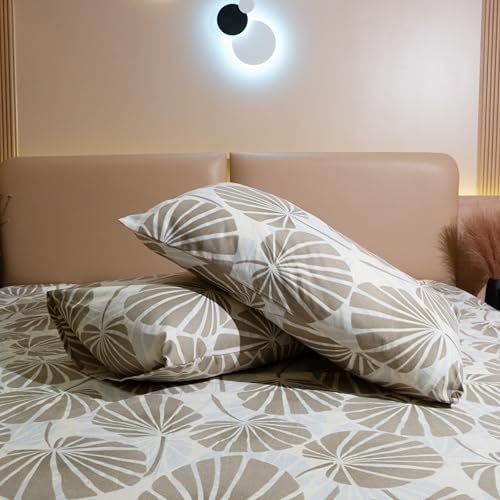 Image of Amazon Brand - Umi Cotton Fitted Bedsheet, Queen Size 78x60 Inches, Elastic Fit Bed Sheet, 10 Inch Deep Pocket, Soft Breathable Bedding, Durable Easy Care, with Pillow Cover-Modern Shell-Yellow