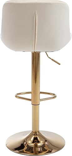 Miniatura 8 de Homtique Gold - Juego de 2 taburetes de bar giratorios ajustables en altura de mostrador, moderno taburete de bar de terciopelo con respaldo bajo y