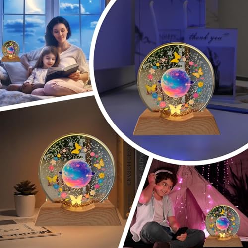Image of 3D Acrylic LED Night Light - Warm White & Colorful Butterfly Design with Durable Plastic Base, Decorative Table Lamp for Bedroom, Living Room, Kids Room, Study & Home Decor Gifting