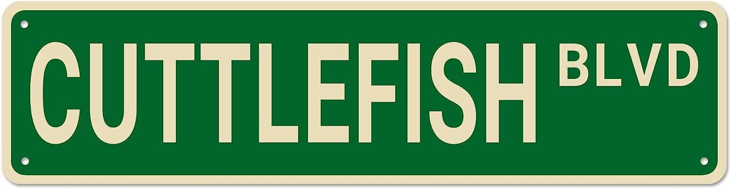 DTHNKL Metal Sign Cuttlefish BLVD Vintage Retro Tin Aluminum Hanging Sign - Bedroom Kitchen Garden Wall Bar Club Coffee Home Decor 16x4 inch