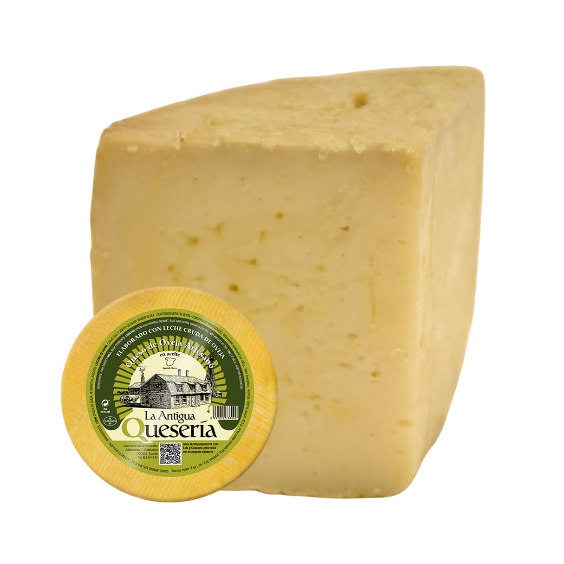 La Antigua Queseria Queso Artesano de Oveja Curado en Aceite de Oliva Virgen Extra, Leche Cruda 100%, Sin Lactosa, Sin Gluten, 7 Meses Curación, CUARTO DE QUESO 750 g (Aprox)