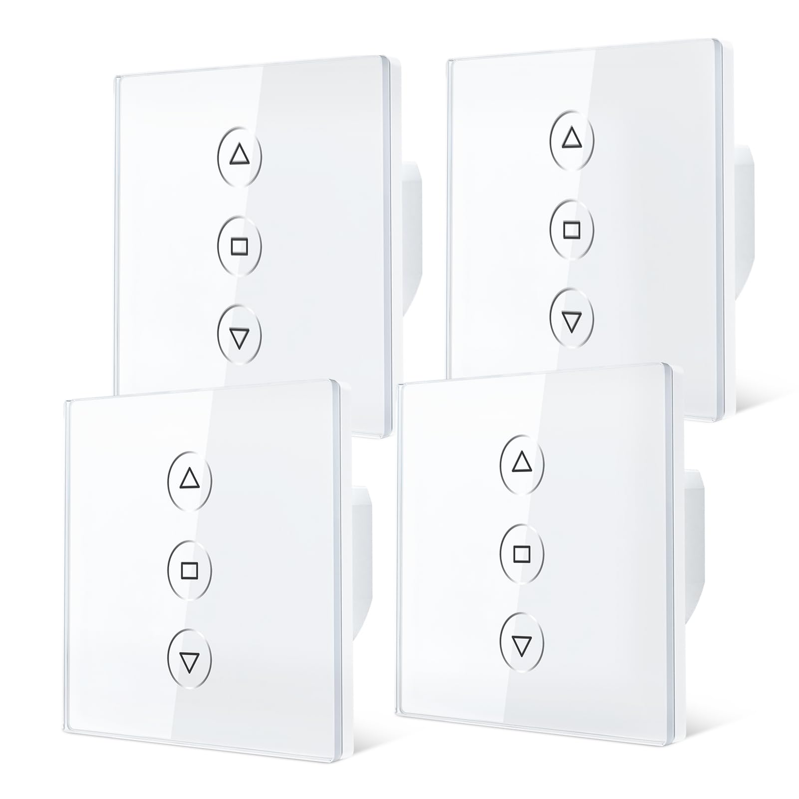 4 confezioni di interruttore per tapparelle collegate, 80 x 80 mm, interruttore per tende WiFi compatibile Alexa/Google Home/SmartLife, APP controllo remoto – filo neutro richiesto (bianco)