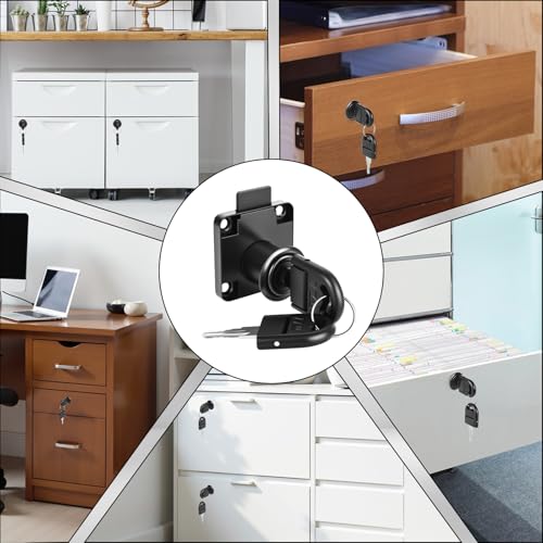 Trendecor 8 Stück Nockenschloss mit Verschiedenen Schlüssel, Schubladenschloss Schloß Schrank Set Sicherheitsschloss für Schreibtisch Schubladen Schränke Büro Möbel Schwarz