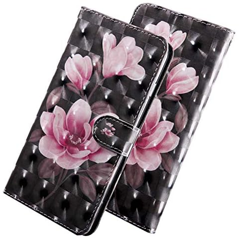 ShinyCase 3D Colorful Wallet Case for Samsung Galaxy A8 2018/A5 2018 Glitter Premium PU Leather Magnetic Flip Cover Bookstyle with Card Slots Kickstand Wrist Strap for Galaxy A8 2018,Pink Flower Cover