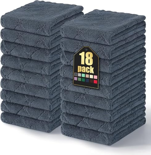 Homaxy 18 Pack Super Soft Absorbent Dish Towels, 10" x 20", Dark Grey