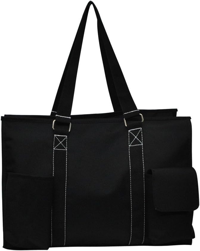 Solid Color Print Zippered Caddy Organizer Tote Bag