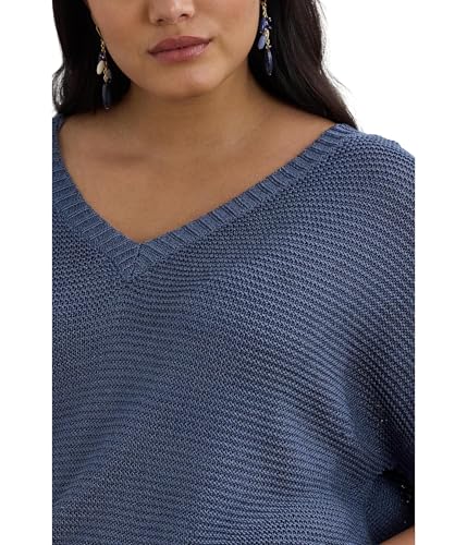 Lauren Ralph Lauren Women's Plus Size Linen-Blend Short-Sleeve V-Neck Sweater3