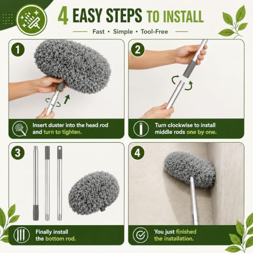 Image of Fan Cleaner Brush with Long Rod Flexible Fan Cleaning Mop Microfiber Dust Cleaner Foldable Duster for Home Cleaning (Fan Cleaning Mop)