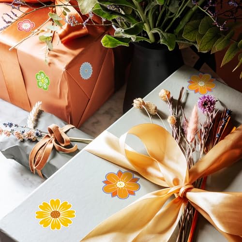 500pcs/Roll Flower Stickers for Kids, 1.5in 8 Patterns Spring Summer Floral Decals Colorful Waterproof Sun-Proof Flower Decals for Scrapbooks Water Bottle Cards Envelopes