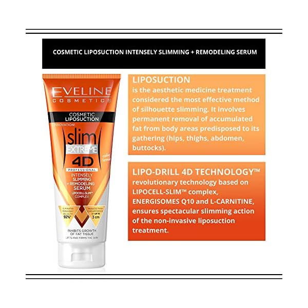 Eveline Slim Extreme 4D Liposuction Body Serum, Firming Body Lotion for Women and Men and Body Sculpting Cellulite Workout Cream