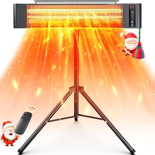 Outdoor heater with stand - 5 Surprising Finds You Didn't Expect 7 VAGKRI Outdoor Heaters, Electric Infrared Patio Heater with Remote and 12H Timer, IP65 Waterproof, 3 Heat Levels, Wall Mount or Tripod Stand for Home, Office, Patio, Garage