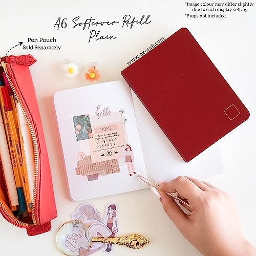 Image of NEORAH - A6 Notebook SOFT COVER | Journal REFILL | Unruled Notebook Journal | 110 GSM | 160 pages (Size 14.8 cm x 10.5 cm) Planner Journaling Writing Note Taking Diary- RED