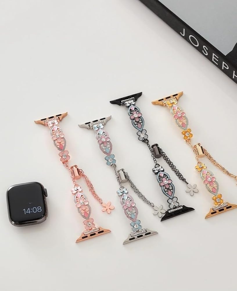 Amazon.co.jp: 【女性向け】フラワーブレスレット型 Apple Watch 互換