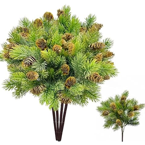 SNAIL GARDEN Artificial Pine Branches with Pine Cones Cover