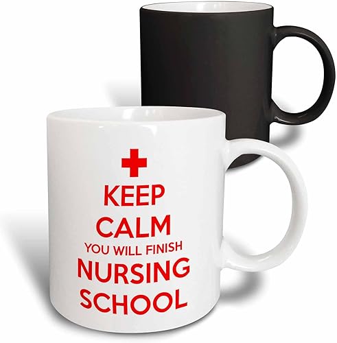 3dRose Taza con texto en inglés "Keep Calm You Will Finish Nursing School", 11 onzas, negroblanco