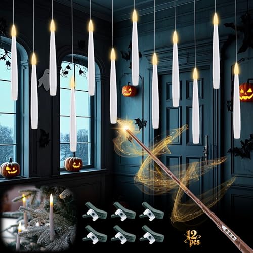 Rhytsing 12er schwebende LED Kerzen mit Zauberstab für Halloween...