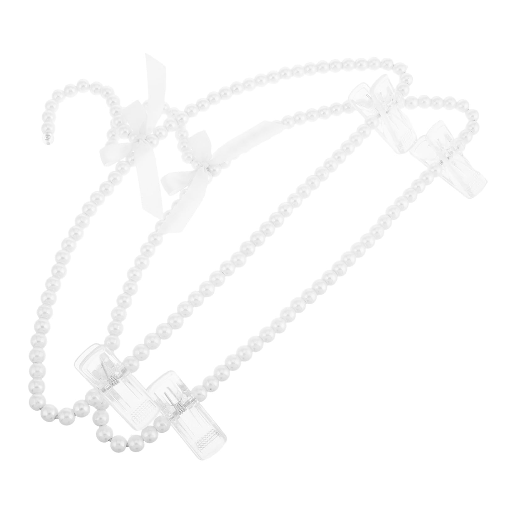 OUNONA 2pcs Bridal Gown Hanger Non-Slip Curved Plastic Pearl Hangers for Wedding Dresses and Evening Gowns