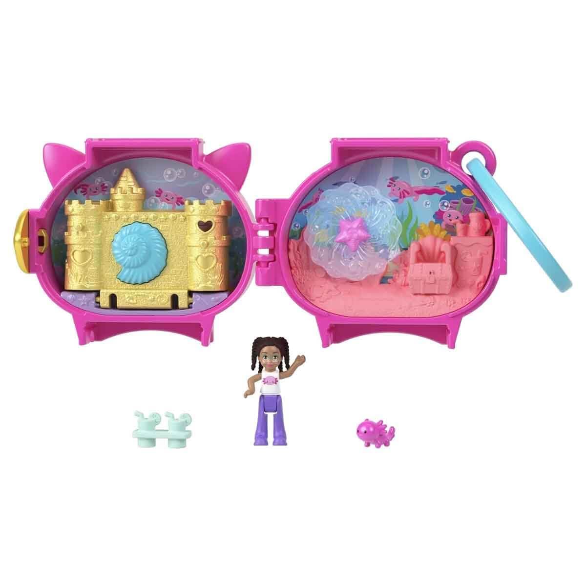 Polly Pocket Collectible Axolotl Pet Compact Playset for Girls Ages 4 and Up