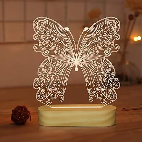 Lámpara de ilusión óptica 3D Luz de noche de mariposa Cover