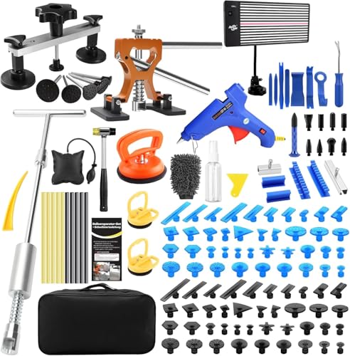 Dellen Reparaturset Auto PDR Ausbeulwerkzeug Set lackfrei mit LED Dent Board Gleithammer Zugbrücke & Dent Puller Für Auto Beulen Hagelschäden kleine & große Dellen