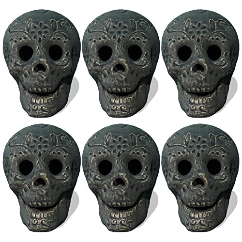 Reusable Ceramic Halloween Skull, Fire Pit Skulls, for Bonfire, Campfire, Fireplace, Firepit, Table Top Skeleton Head Home Decor (Small Black)