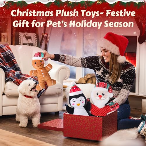 Juguetes mordibles de peluche Navidad para perro, pack 3 miniatura 6