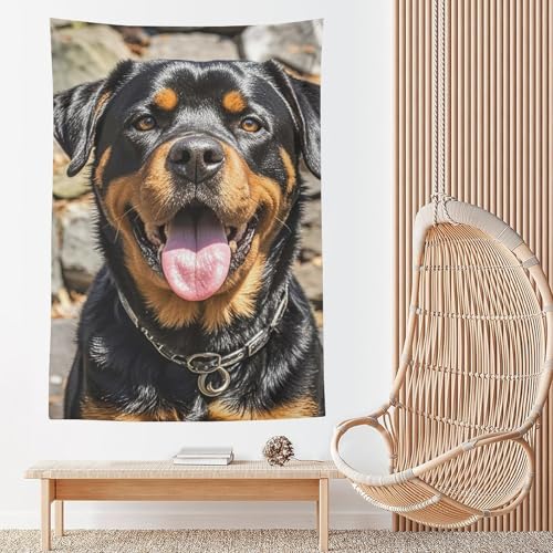 Couverture murale amusante Rottweiler, tissu léger et doux à suspendre 152,4 cm