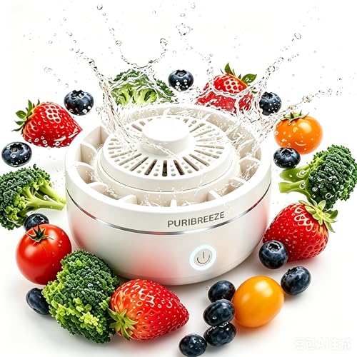Puribreeze Fruit and Vegetable Purifier Magnetic Charging Produce Purification Device Dual Titanium Electrolysis Technology 2400mAh Battery Portable Food Purifier IPX7 Waterproof Kitchen Assistant