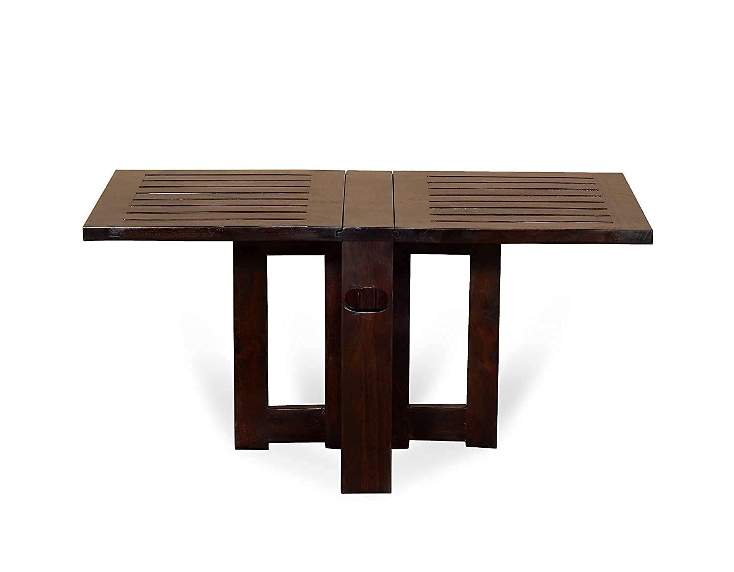 Solid Wood Folding Dining Table | 4 Seater Multipurpose Wooden Coffee Table for Home & Outdoor | Foldable Table for Balcony, Garden, Patio & Living Room | (Walnut Finish)-image-41