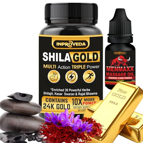 INPROVEDA Shilagold Multi Action Triple Power Capsules for Men (Pack of 1) 30 Counts INPROVEDA Shilagold Multi Action Triple Power Capsules for Men (Pack of 1) 30 Counts